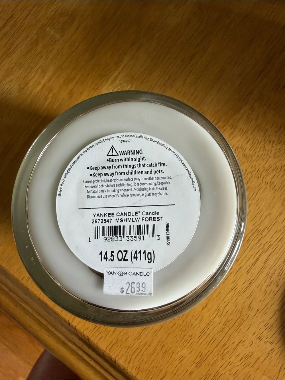 Yankee Candle 3 Wick candle Marshmallow Forest NWT